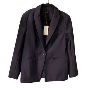 Quince Women's Scuba Convertible Blazer Size L NEW Deep Navy Blue Nylon Stretch